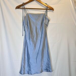 Oh Polly‎ Women’s Size 0 Blue Mini Slip Dress Stain Adjustable Strap Tie